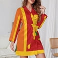 thumbnail image 3 of Sri Lanka Flag Night Robe Long Sleeve V Neck Robe With Belt Women's Sleepwear Dresses, 3 of 9
