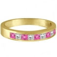 thumbnail image 2 of Princess Channel-Set Diamond and Pink Sapphire Ring Band 14k Yellow Gold, 2 of 2