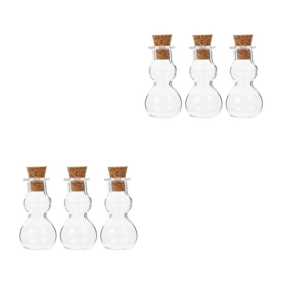 FRCOLOR 6 pcs Glass Bottles Jars with Cork, Gourd Wishing Bottles, Wishing Drifting Bottle for Wedding Party and Crafts DIY Projects, Small