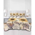 thumbnail image 3 of Quilts Full Size, Sunflower Vintage Soft Comforter Bedding Set for Bed, Farmhouse Botanical Floral Butterfly Lightweight Quilted Bedspread with Pillow Cover(2 Pieces) for All Season, 78x90 Inch, 3 of 6