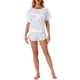 thumbnail image 2 of Conjunto de pijama de satén para mujer INSPIRE CHIC, camiseta de manga corta tipo pulóver con pantalones cortos, ropa de dormir M blanca para primavera y verano, 2 of 6