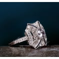 thumbnail image 2 of Spiderweb Filigree Antique Diamond Engagement Ring, Milgrain Ring, Bead Set Bezel Diamond Ring, Square Shape Ring, 925 Sterling Silver, 2.2 Ct Simulated Diamond, 2 of 5