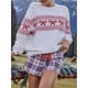 thumbnail image 5 of Suéter de Punto para Mujer con Estampado de Lazo en Forma de Corazón, Larga, Cuello Redondo, Estilo Casual Rojo S, 5 of 8