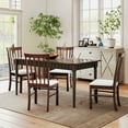 thumbnail image 3 of YYAo Dining Chairs with Rubber Wood Frame, Kitchen Dining Room Chairs for Dining Room, Kicthen, Set of 4, Dark Brown and Beige, 3 of 7