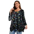 thumbnail image 5 of LATWIIV Womens Round Neck 3/4 Sleeve Tops Basic Button T-Shirts Solid Loose Cute Tunic Tee Blouses Fit Pullover Flower95 3X, 5 of 7