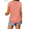 thumbnail image 2 of BadPiggies Women's Loose Fitting Zip Up Deep V Neck Short Sleeve Tops Tunic Casual T Shirts Blouse (S, Pink), 2 of 3