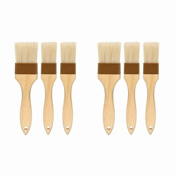 Pastry Brush,Basting Brush for Cooking,Natural Bristle BBQ Oil & Sauce,Wooden Handle Food 6 Pack