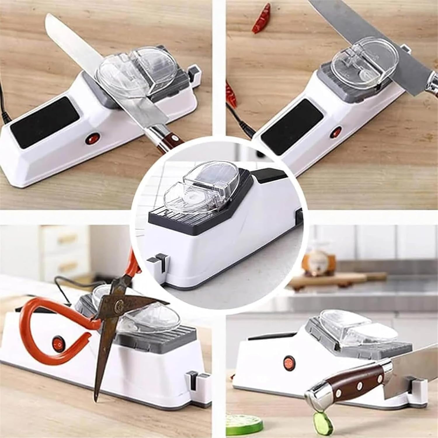 YEPOLERCE Electric Knife Sharpener, Professional 3-Second Fast Sharpening with Stable Non-Slip Base for Kitchen Knives