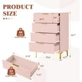 thumbnail image 2 of 4 Drawer Dressers for Bedroom, Wood Dresser with Golden Handles, Storage Chest Cabinet Organizer Unit, Chest of Drawers for Living Room, Closet, Hallway, Pink, 2 of 16