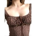 thumbnail image 3 of Women Y2K Polka Dot Milkmaid Blouse, Cap Sleeve Square Neck Lace Trim Ribbon Tie Front Top, Vintage Coquette Casual Shirt for Dating Streetwear & Going Out Outfits, 3 of 9