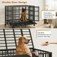 thumbnail image 6 of 38" Heavy Duty Stainless Steel Dog Cage with Double Doors Divider Panel & Removable Tray for Indoor Outdoor Black, 6 of 8