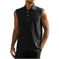 thumbnail image 2 of Mens Sleeveless Golf Tees Shirts Button Collared Tank Tops Summer Boys Casual Solid Color Pullover Going-Out Loungewear Vests Tanks, 2 of 4