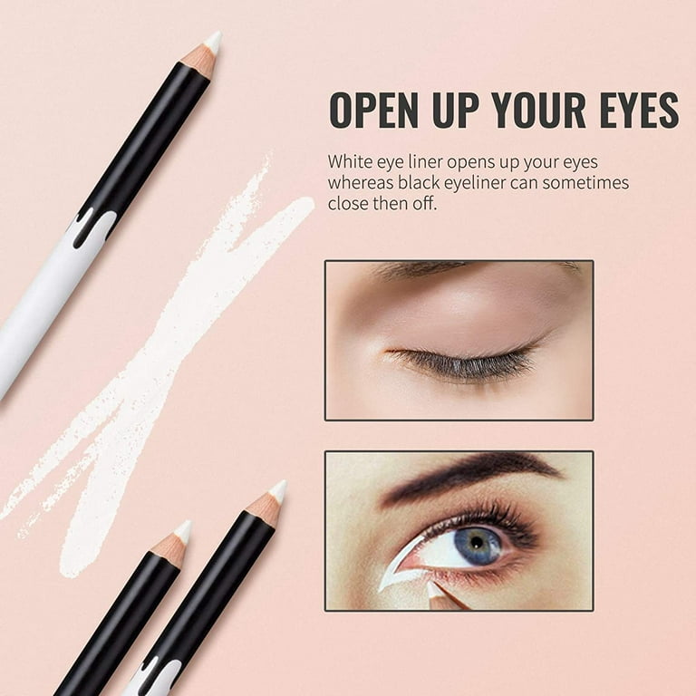 White Eyeliner Pencils Professional Use As Highlighter Soft Waterproof Long-Lasting Eyeshadow Eye Brightener Beauty Makeup Tools (12pcs)