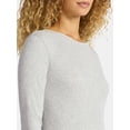 thumbnail image 2 of Time and Tru Women's Rib Tee with Long Sleeves, Size XS-XXXL, 2 of 5
