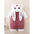 thumbnail image 3 of Diconna Infant Baby Fuzzy Bunny Costume Long Sleeve Hood Coat Button Down Warm Rabbit Romper, 3 of 4