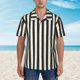 thumbnail image 2 of Balery Black And White Thick Stripes Camisas hawaianas de manga corta para hombre, camisas playeras de corte holgado, camisas de vacaciones con botones,Large, 2 of 7