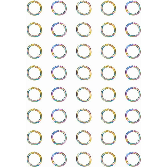 40Pcs Stainless Steel Open Jump Rings Rainbow Color Round Rings 8mm Single Loop Jump Ring O Ring Connectors for Necklace Bracelet Earrings Making