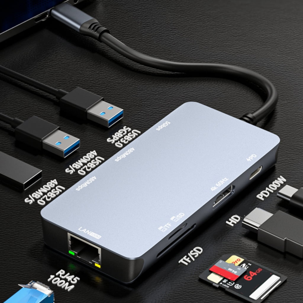 Miiottaa Aluminum USB C Hubs With 4K HDTV 100WPD Charging USB3.0 Port For Laptop