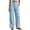 Blue, variant on Women High Rise Pleated Wide Leg Cargo Trousers 3D Stitched Pockets Loose Draped Fit For Urban Street Style And Casual City Outings White S