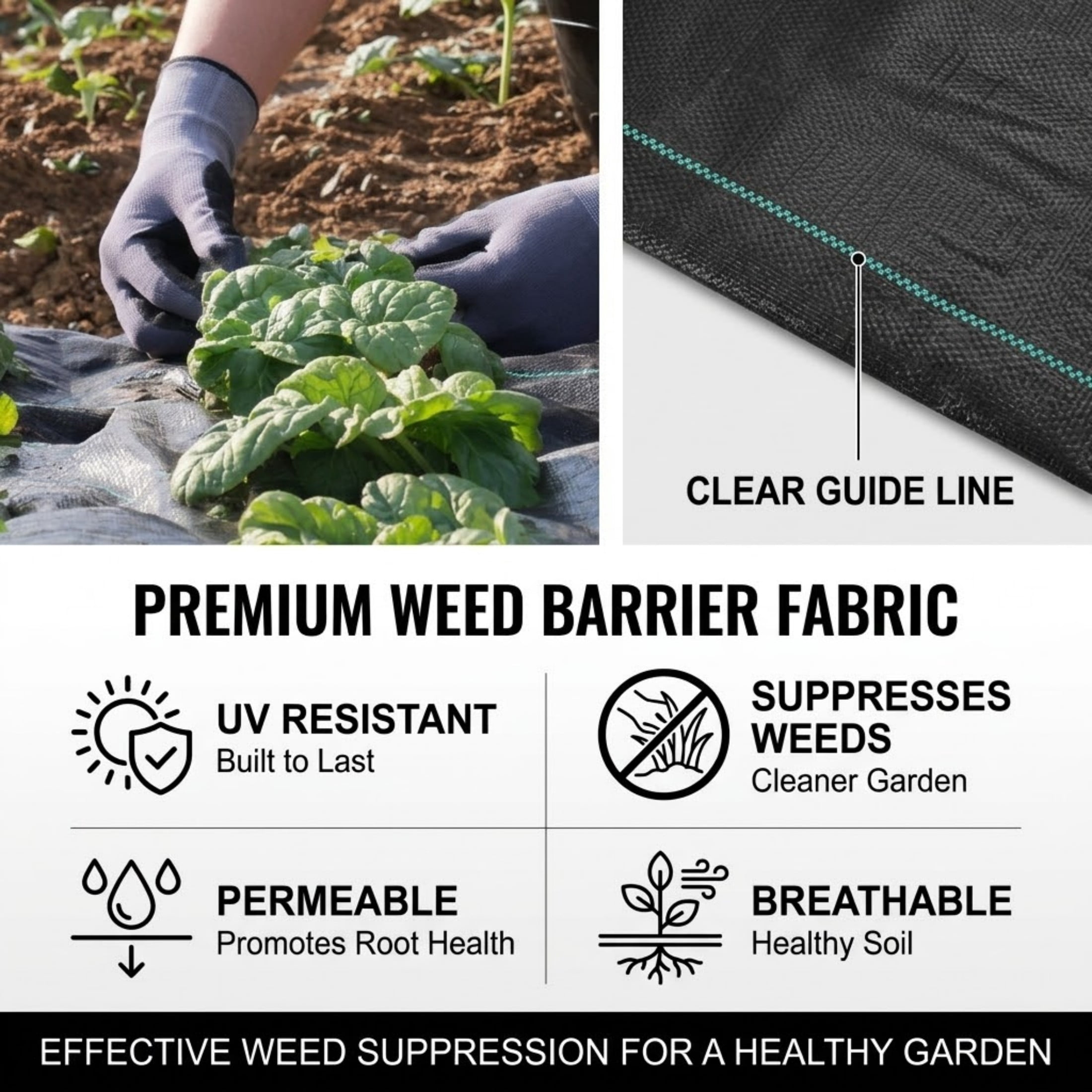 JUVOCT 3 x 100 Ft Weed Barrier Landscape Fabric, Heavy Duty Woven PP Weed Control Mat, Geotextile Ground Cover for Garden and Driveway