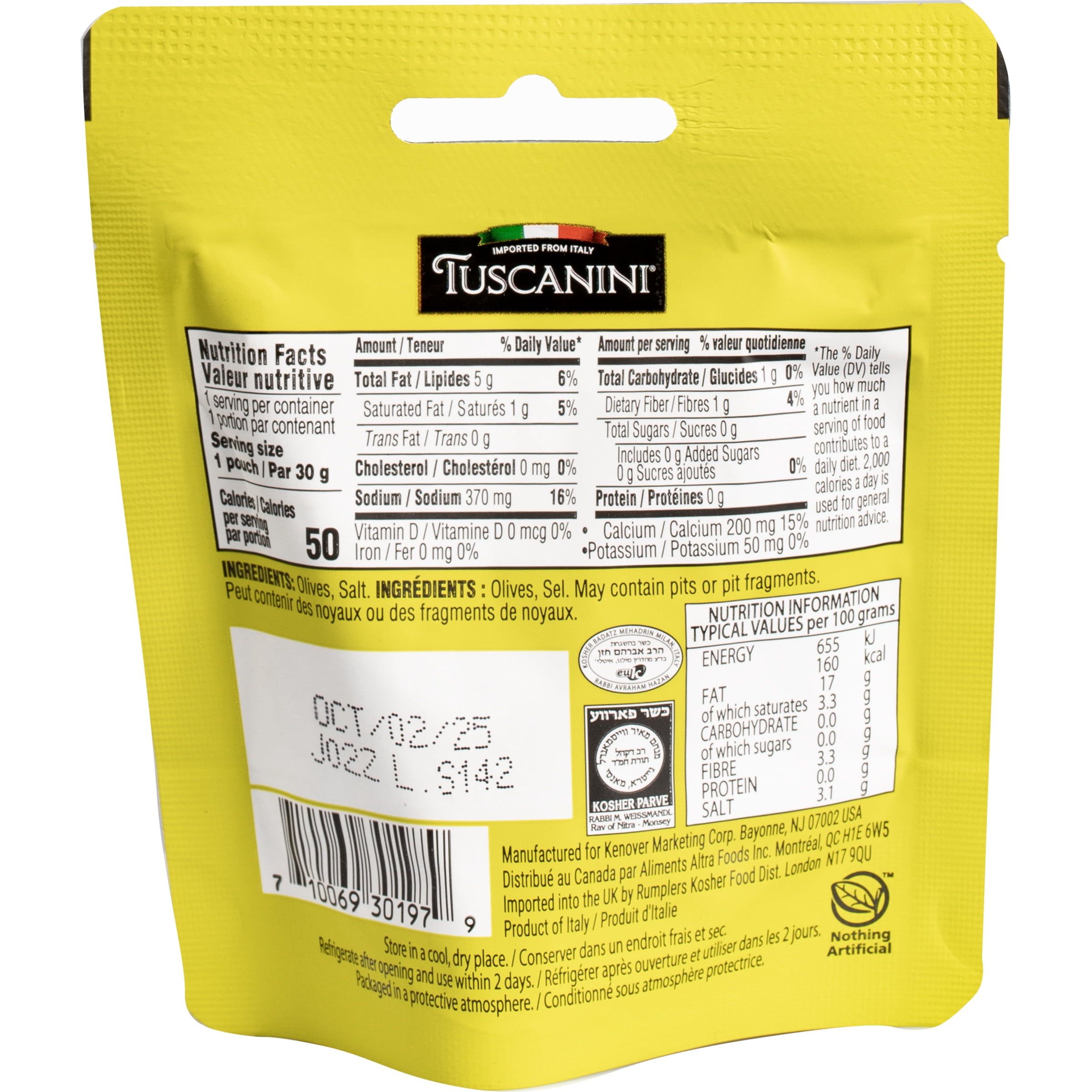 (10 pack) Tuscanini Original Pitted Olives, 1 oz