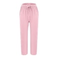 thumbnail image 3 of JJHGVB Palazzo Pants Wide Leg Pants Woman Womens Daily Elastic Waist Straight Solid Color Casual Pants Loose Long Pants Barrel Pants Women Women'S Pants Pink S, 3 of 6