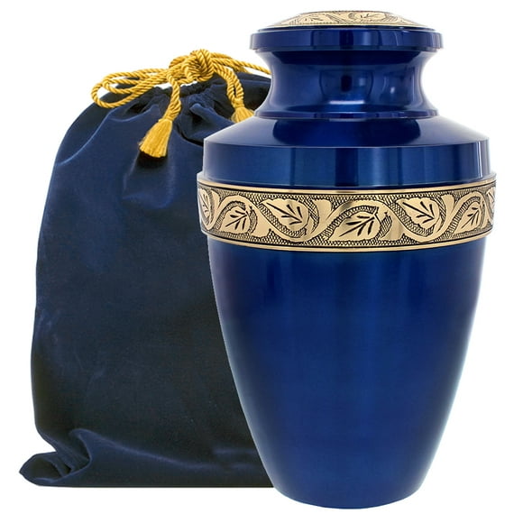 Trupoint Memorials Serenity Blue Large Adult Urns For Cremation Ashes In Home, For up to 200 lb Person with Velvet Bag