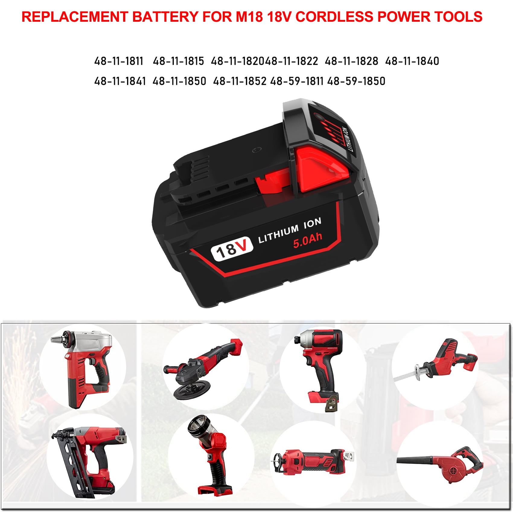 Battery Loft 18V Power Tool Battery Replacement with 2Pack 5000mAh Batteries and User Manual for Ryobi 40V, 48-11-1850, 2 Pack