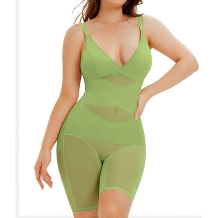 CtriLady Women Bodysuit Shapewear Tummy Control V-Neck Jumpsuit Butt Lifter Full Body Shaper Seamless Thigh Slimmer