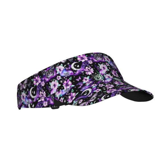 Balery Pink purple rainbow flower butterfly Sport Wear Athletic Visor Sun Sports Visor Hat Visor Adjustable Cap for Women and Men (One Size)