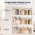 thumbnail image 5 of HOKEEPER Heavy Duty Commercial Z Base Garment Rack, 500 lbs Capacity Steel Clothing Display Rack with 2 Detachable Display Arms, 3-Level Adjustable Height 60"-72" for Store & Home, Silver, 5 of 10