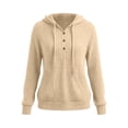 thumbnail image 6 of Nowekniz Women Henley Neck Hoodie Pullover Sweater, Long Sleeve Loose Zip Up Casual Sweatshirt with Drawstring Hood, Three Decorative Buttons and Kangaroo Pocket, 6 of 6