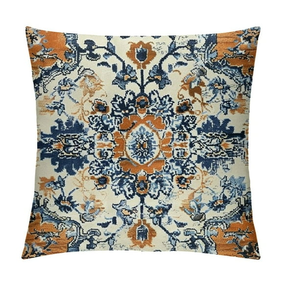 Shiartex Brown Navy Blue Ethnic Boho Pillow Covers Bohemian Carpet Lumbar Pillow Cases Vintage Black Tan Floral Rectangular Pillow Cases with Zipper Home Decor for Room Bedroom Bed Cushion Outdoor
