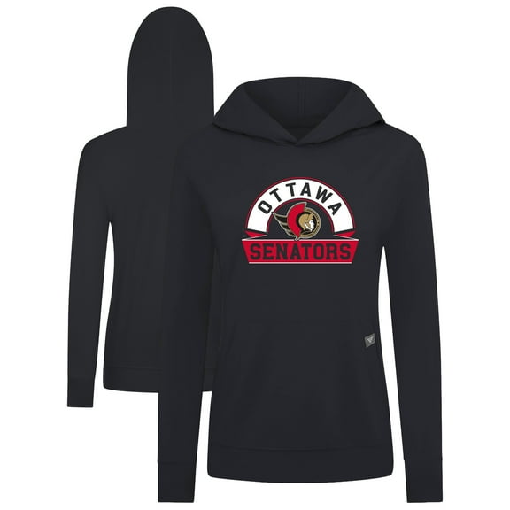 Women's Levelwear Black Ottawa Senators Relay Banner Arch Pullover Hoodie