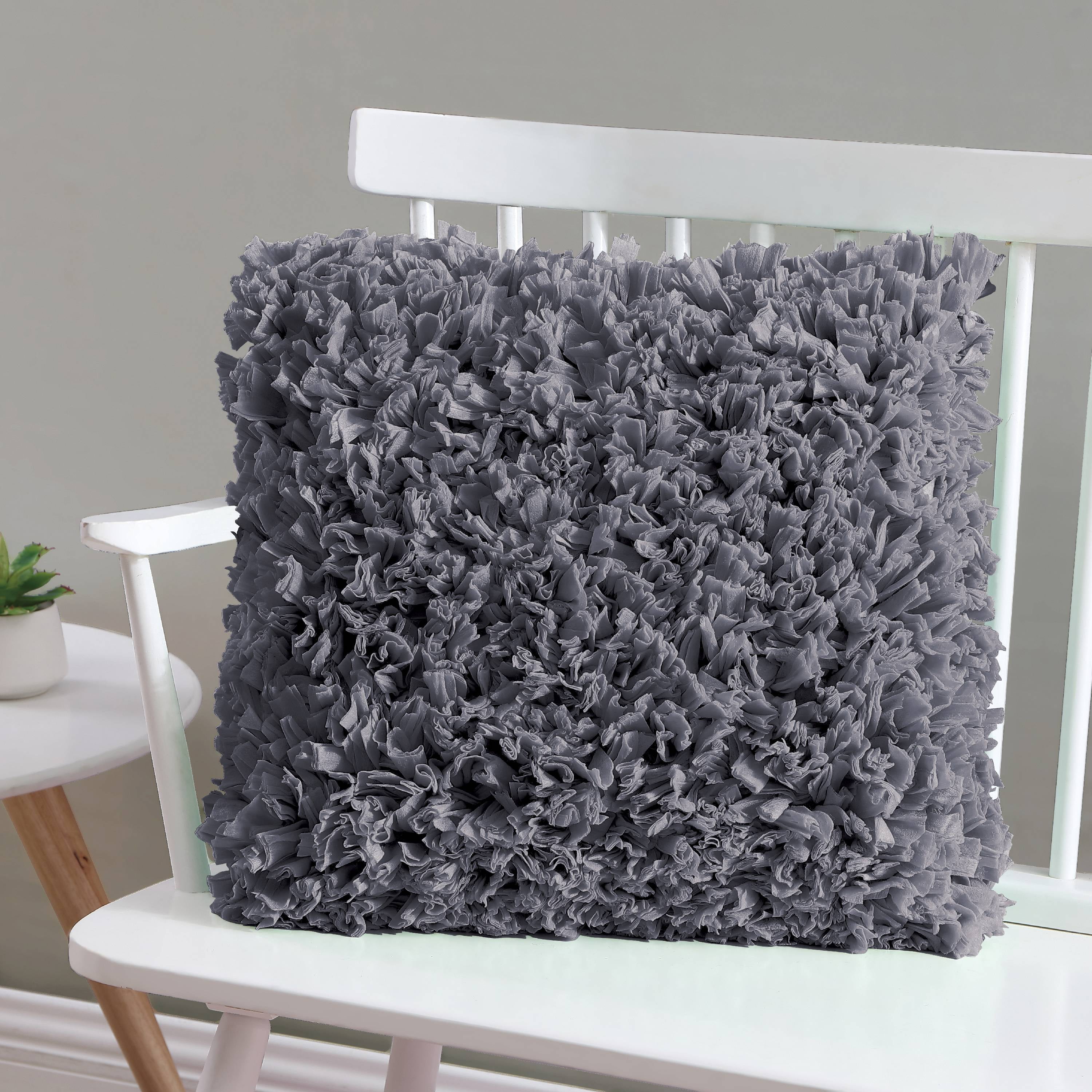 Mainstays Paper Shag Decorative Throw Pillow 17 X 17 Grey