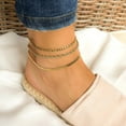 thumbnail image 6 of Cterwk 5 Pcs Gold Plated Ankle Bracelet for Women Waterproof Anklets Large Ankle Jewelry for Women, 6 of 6