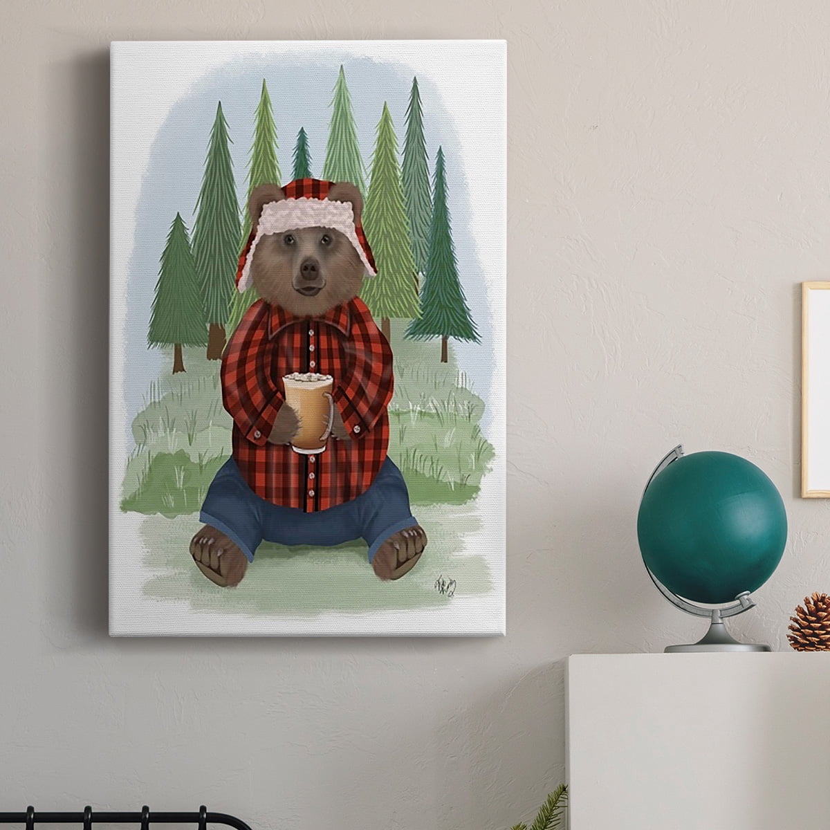 Lumberjack Bear Latte Premium Gallery Wrapped Canvas - Ready to Hang
