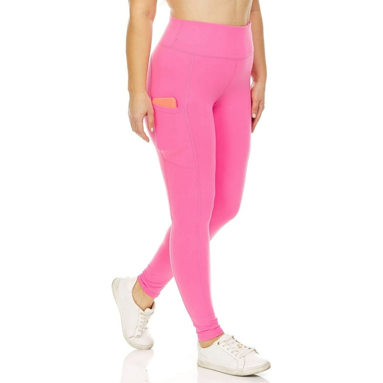 Inner Beauty Athletic Leggings for Women, Yoga Pants with Pockets, High  Waist, Pink, Large