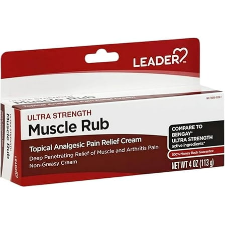 Leader Ultra Strength Muscle Rub Cream for Pain Relief, 4 Oz, 6 Pack