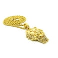 thumbnail image 2 of Stone Stud Mane Lion Head pendant w/3mm 18" Rope Chain Necklace, Gold-Tone, 2 of 2
