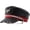 Red Brim, variant on Hsqqdc Unisex Spike Studded Cap PU Leather Flat Top Peaked Hat Vintage Captain Sailor Hat