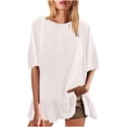 thumbnail image 2 of DailyTrove Women's Contrast Mesh Sleeve V-Neck Tee - Short Sleeve Casual T-Shirt, Edgy for Street & Events, 2 of 6