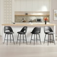 thumbnail image 3 of Zesthouse 26.4" Swivel Counter Stools Set of 4, Faux Leather Upholstered Counter Height Bar Stools with Open Back and Metal Legs, Mid Century Modern Bar Stools for Kitchen Island Home Bar , Black, 3 of 12