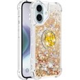 thumbnail image 3 of Case for iPhone 16, iPhone 16 Case Glitter with Ring Holder Stand,Clear TPU Cute Love Moving Quicksand Sparkle Shockproof Liquid Phone Case for iPhone 16 6.1 inch Gold YBZ, 3 of 14
