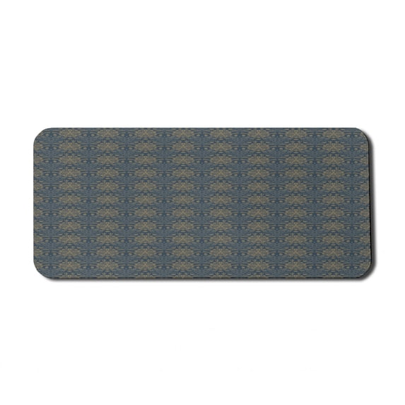 Antique Oriental Computer Mouse Pad, Vintage Look Colorful Art Deco Inspired Illustration, Rectangle Non-Slip Rubber Mousepad X-Large, 35" x 15" Gaming Size, Dark Slate Blue Sepia, by Ambesonne