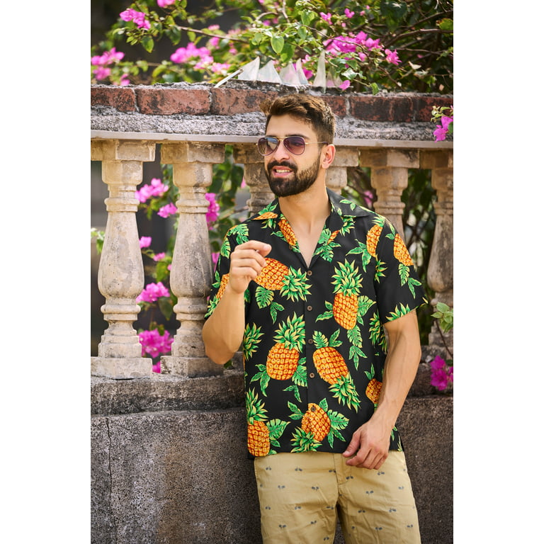 Alvish Hawaiian Shirts for Mens Pineapple Aloha Beach Party Holiday Casual Short Sleeve