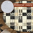 thumbnail image 4 of Neutral Patchwork Plaid Round Tablecloth \u2013 Fitted Circle Table Cover with Elastic Edge, Waterproof & Washable Polyester Table Cloth for 35" to 42" Indoor/Outdoor Tables, 4 of 4