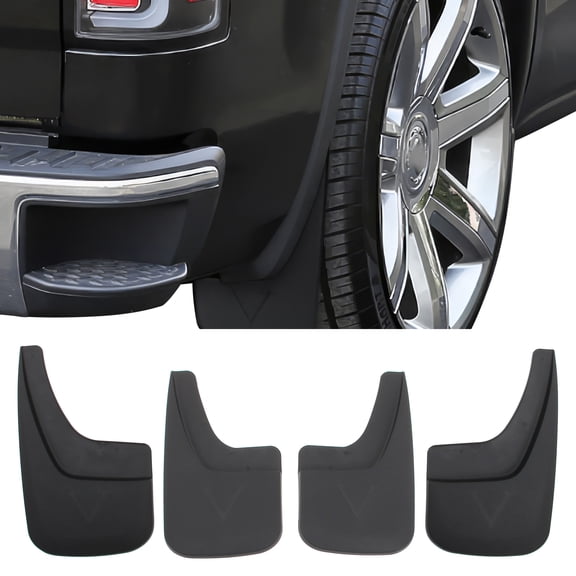 Ikon Motorsports Mud Flaps Splash Guards Fits 2014-2019 GMC Sierra 1500 2500 3500 HD, Textured Black PP Front Rear Side Mudflaps Accessories 4PCS