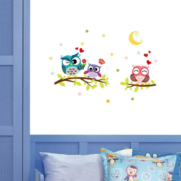 Wovilon Removable Cartoon Owl Wall Sticker for S Home Decor Home Decor Wall Stickers & Murals Wall Stickers for Bedroom, Living Room