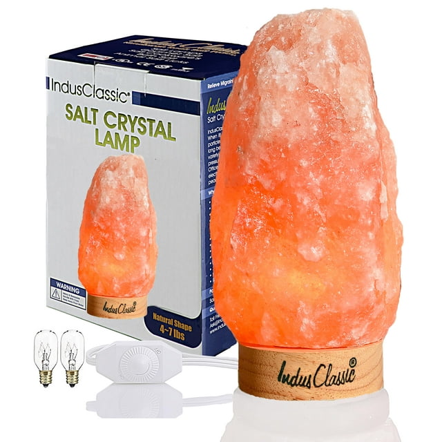 IndusClassic LN-02 Himalayan Pink Crystal Rock Salt Lamp 4~7 lbs with Dimmer Control Switch, Quality Gift Packaging